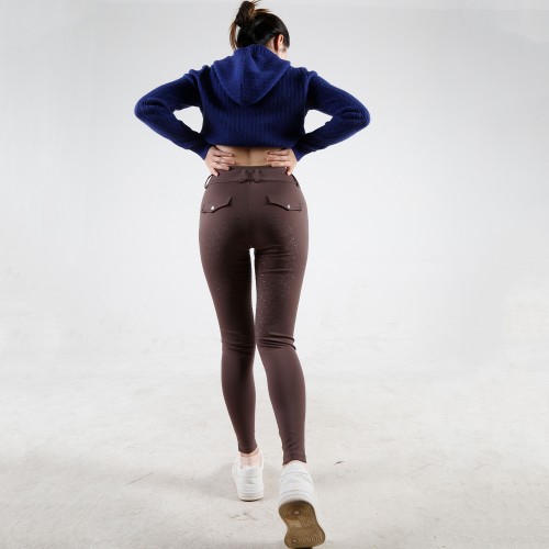 EQ-P019 330G 85%Nylon 15% Spandex - 4-way stretch Brown Silky Soft Full Seat Riding breeches