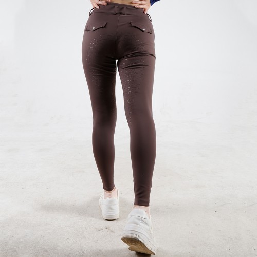 EQ-P019 330G 85%Nylon 15% Spandex - 4-way stretch Brown Silky Soft Full Seat Riding breeches