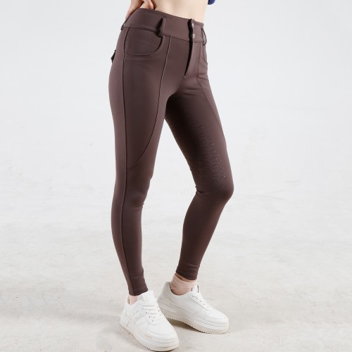 EQ-P019 330G 85%Nylon 15% Spandex - 4-way stretch Brown Silky Soft Full Seat Riding breeches