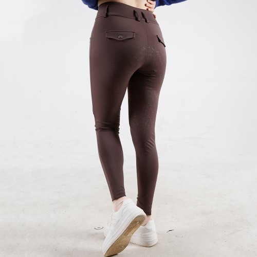 EQ-P019 330G 85%Nylon 15% Spandex - 4-way stretch Brown Silky Soft Full Seat Riding breeches