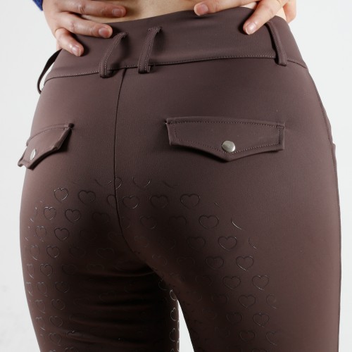 EQ-P019 330G 85%Nylon 15% Spandex - 4-way stretch Brown Silky Soft Full Seat Riding breeches