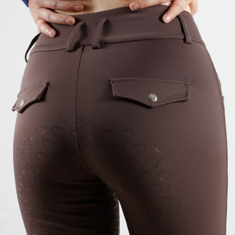 EQ-P019 330G 85%Nylon 15% Spandex - 4-way stretch Brown Silky Soft Full Seat Riding breeches