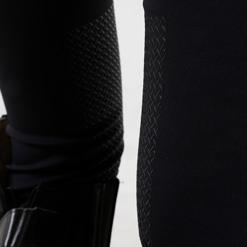 EQ-P023 320G 78%Polyester 22% Spandex -  Classical Black Half Seat Silicone Riding breeches