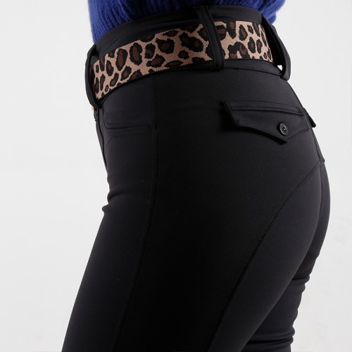 EQ-P023 320G 78%Polyester 22% Spandex -  Classical Black Half Seat Silicone Riding breeches