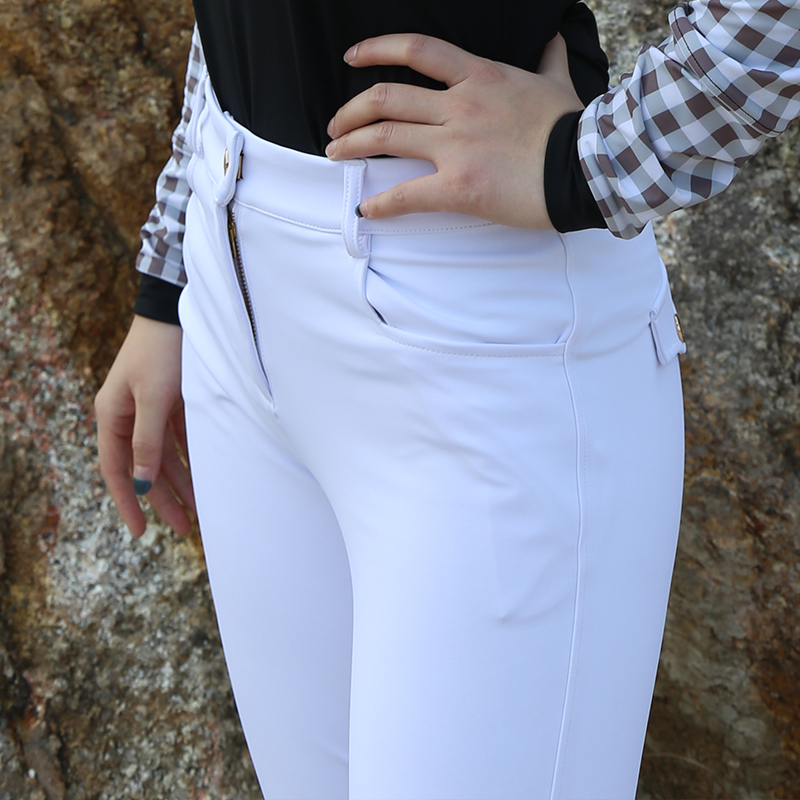 EQ-P025 350G 61%Polyester 39% Spandex -High Performance Classical White Equestrian Competition Breeches 