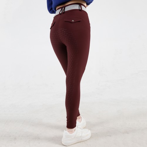 EQ-P027 320G 78%Polyester 22% Spandex -  Classical Black Full Seat Silicone Sports breeches