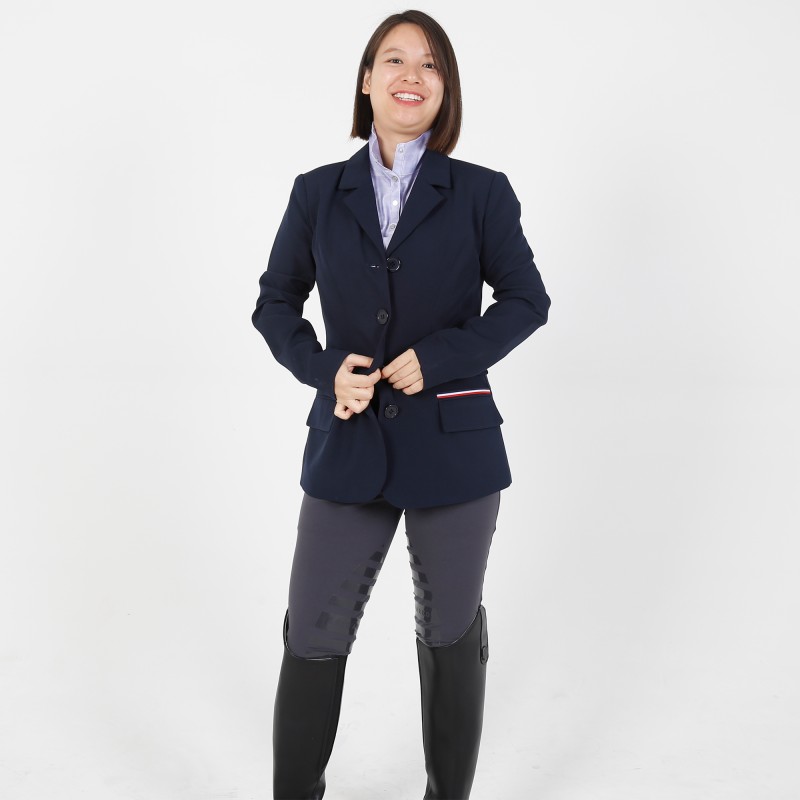 EQ-ShowJacket-09 320G 84% Polyester 16% Spandex-Zipper Technical Equestrian Show Jacket 