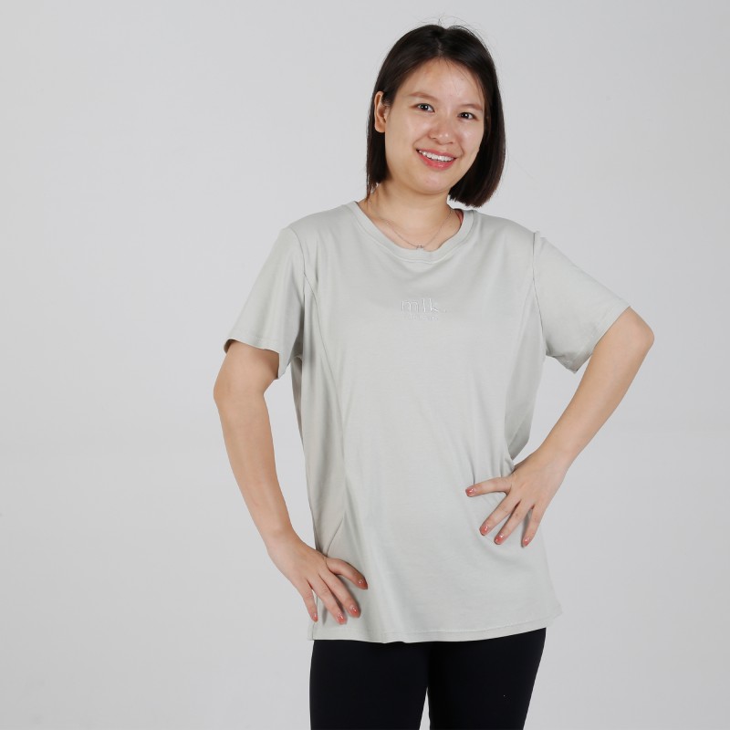 MN-T10 OEM Private Label Front Hidden vertical Zip Breastfeeding Tee 