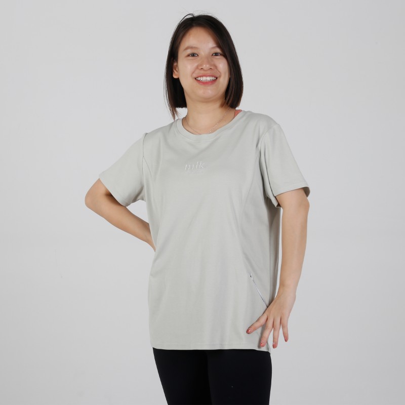 MN-T10 OEM Private Label Front Hidden vertical Zip Breastfeeding Tee 