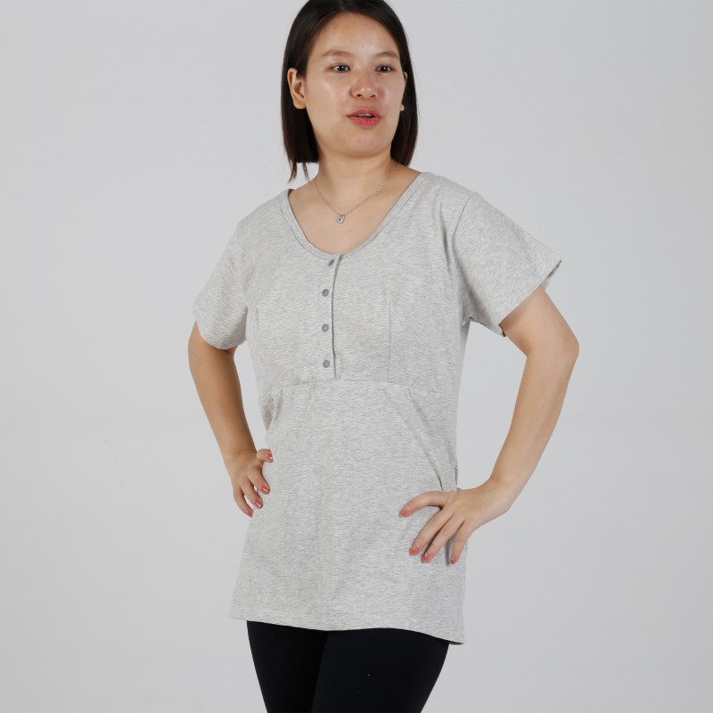 MN-T14 OEM Private Label Front Button Padded Breastfeeding Tee 