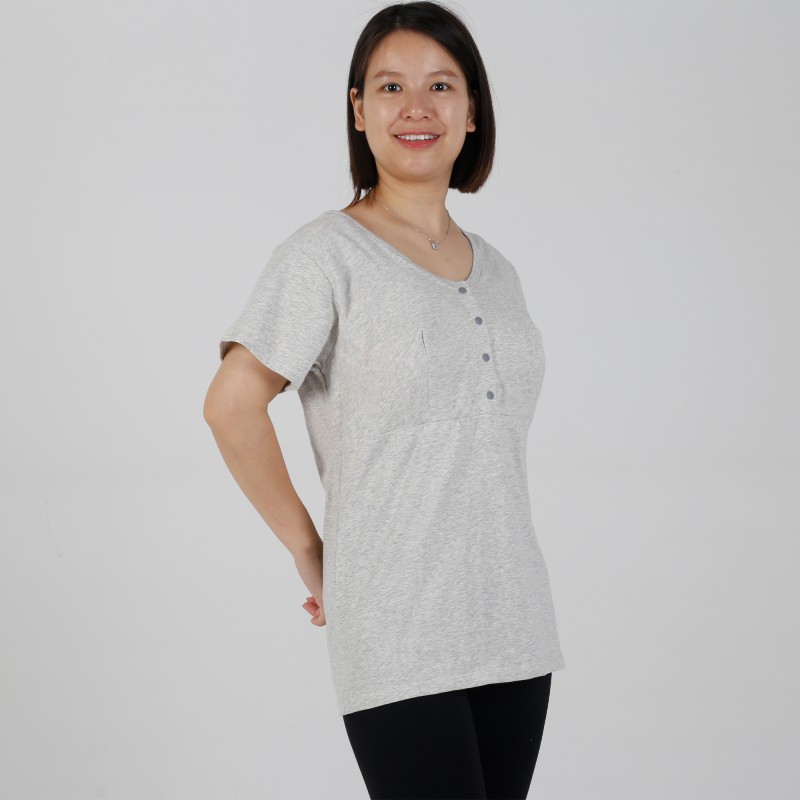 MN-T14 OEM Private Label Front Button Padded Breastfeeding Tee 