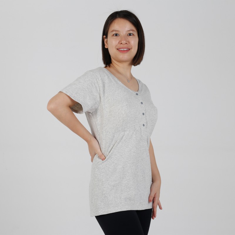 MN-T14 OEM Private Label Front Button Padded Breastfeeding Tee 